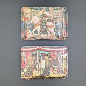 Lot of 2 Vintage Creative Co-Op Plastic Trays – Renaissance Art Scenes